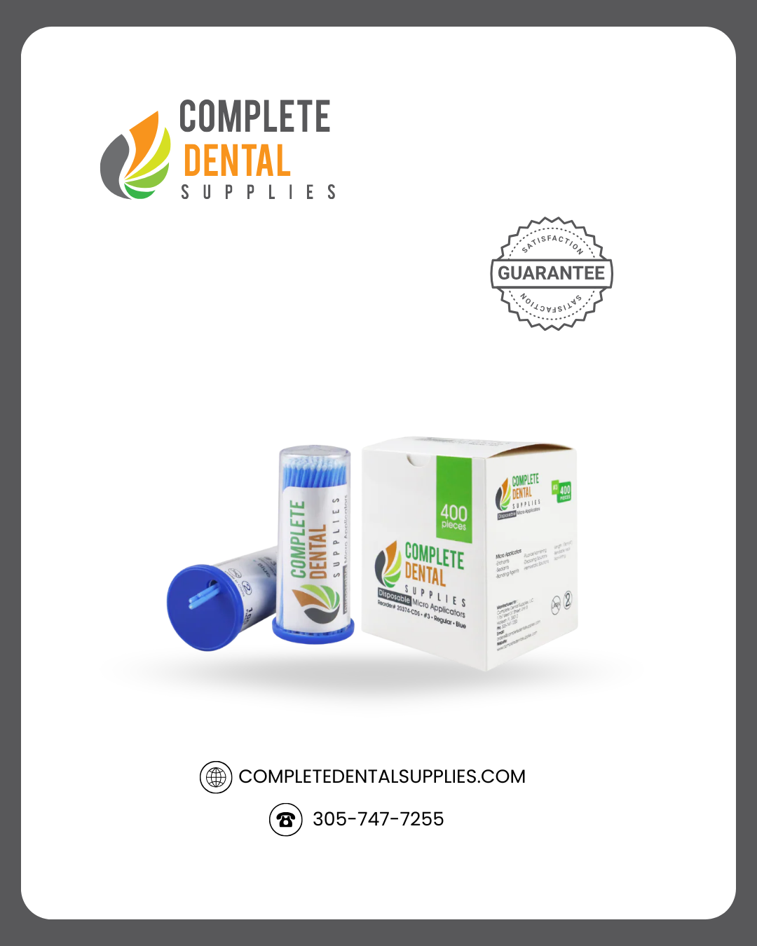 Micro Applicators, Plastic Canister Packaging, # 3, 100 pcs/tubes, 4 tubes/Box.