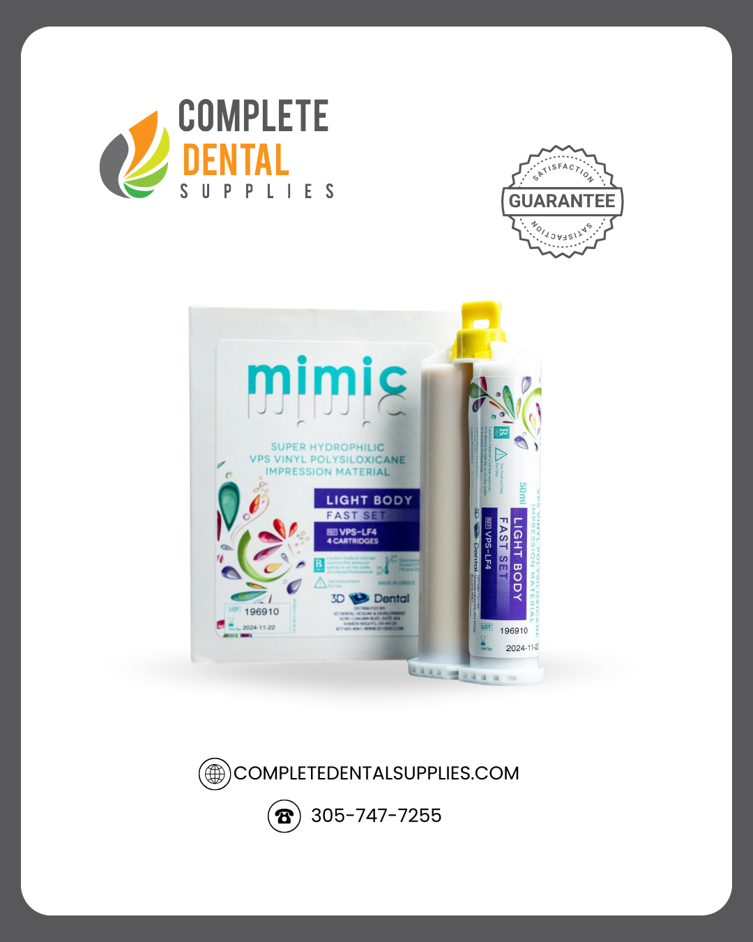 VPS Vinyl Polysiloxicane Impression Material 4/pk Light Body FS