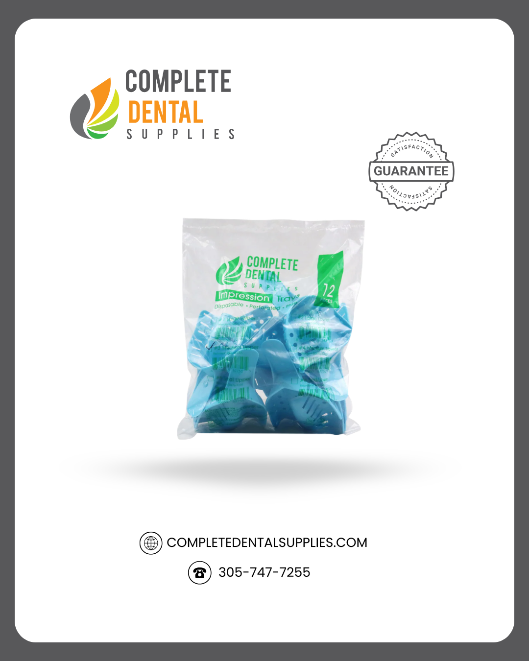 Disposable Impression Trays, Perforated # 3, Medium Upper, 12 pcs/bag.