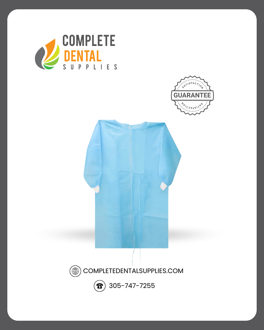 Isolation Gown, Nylon Knitted Cuffs,30g PP, 5 Bags / Case.