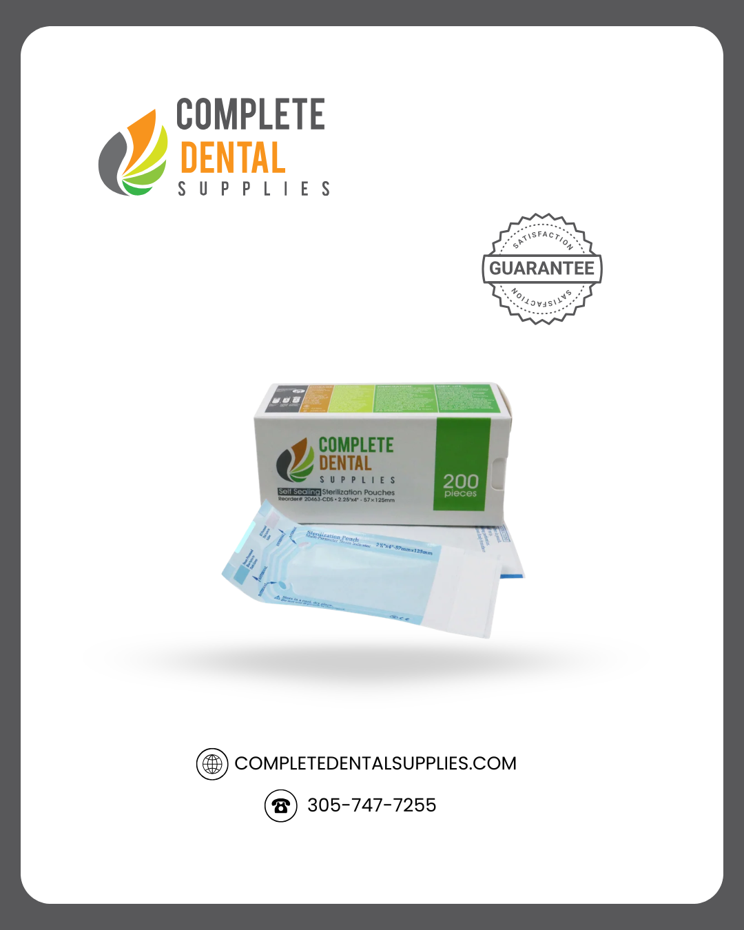 Self Sealing Sterilization Pouches 2.25"*4",  57×(100+25)mm, 200pcs / box.