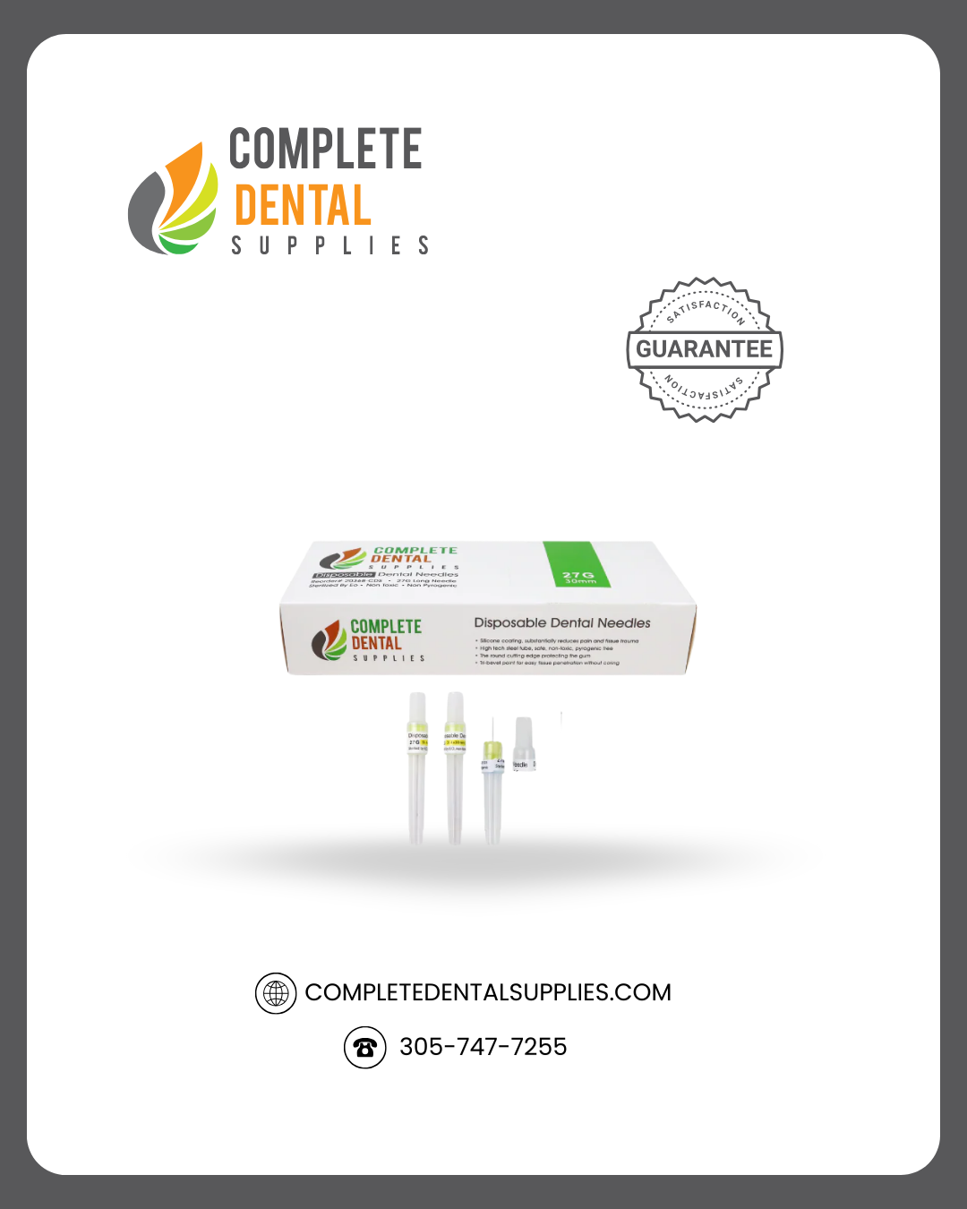 Disposable Dental Needles 27G / Long, 100 pcs / box.