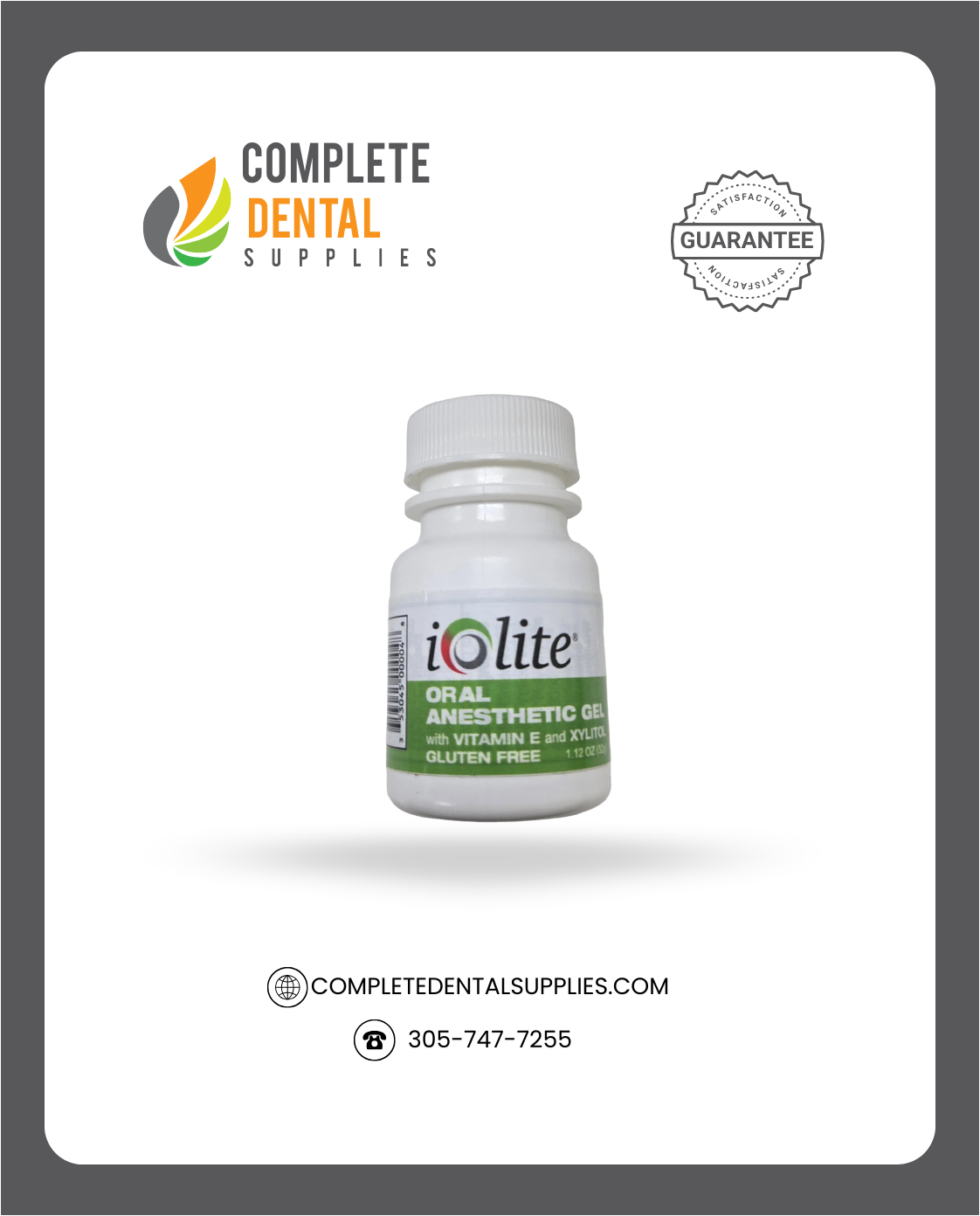 Iolite Topical Anesthetic Gel, 20% Benzocaine, Mint Parfait , 1.12FL oz/ Jar.