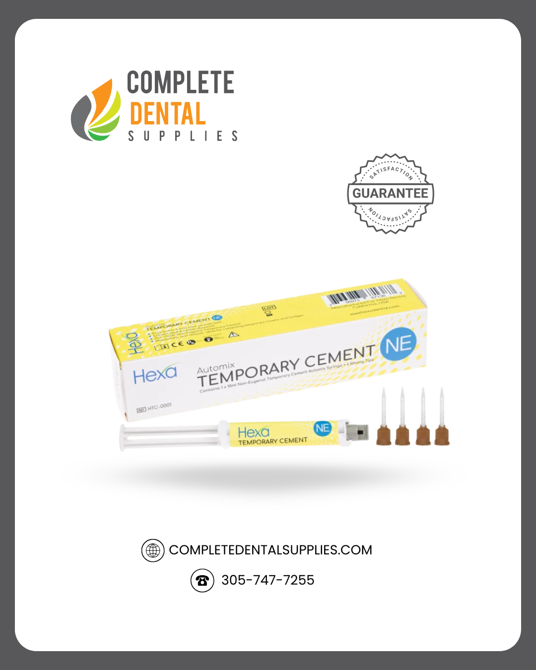Hexa Non- Eugenol Temporary Cement, 10ml X 1 Syringe + 6 Mixing Tips