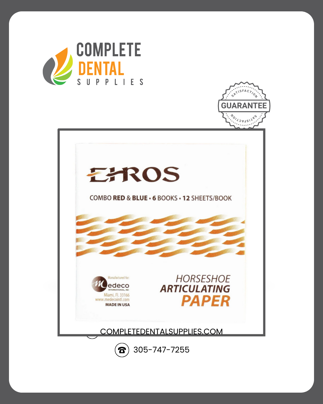 Ehros  Articulating Paper - Thin - Red/Blue Horseshoe, 72/box.