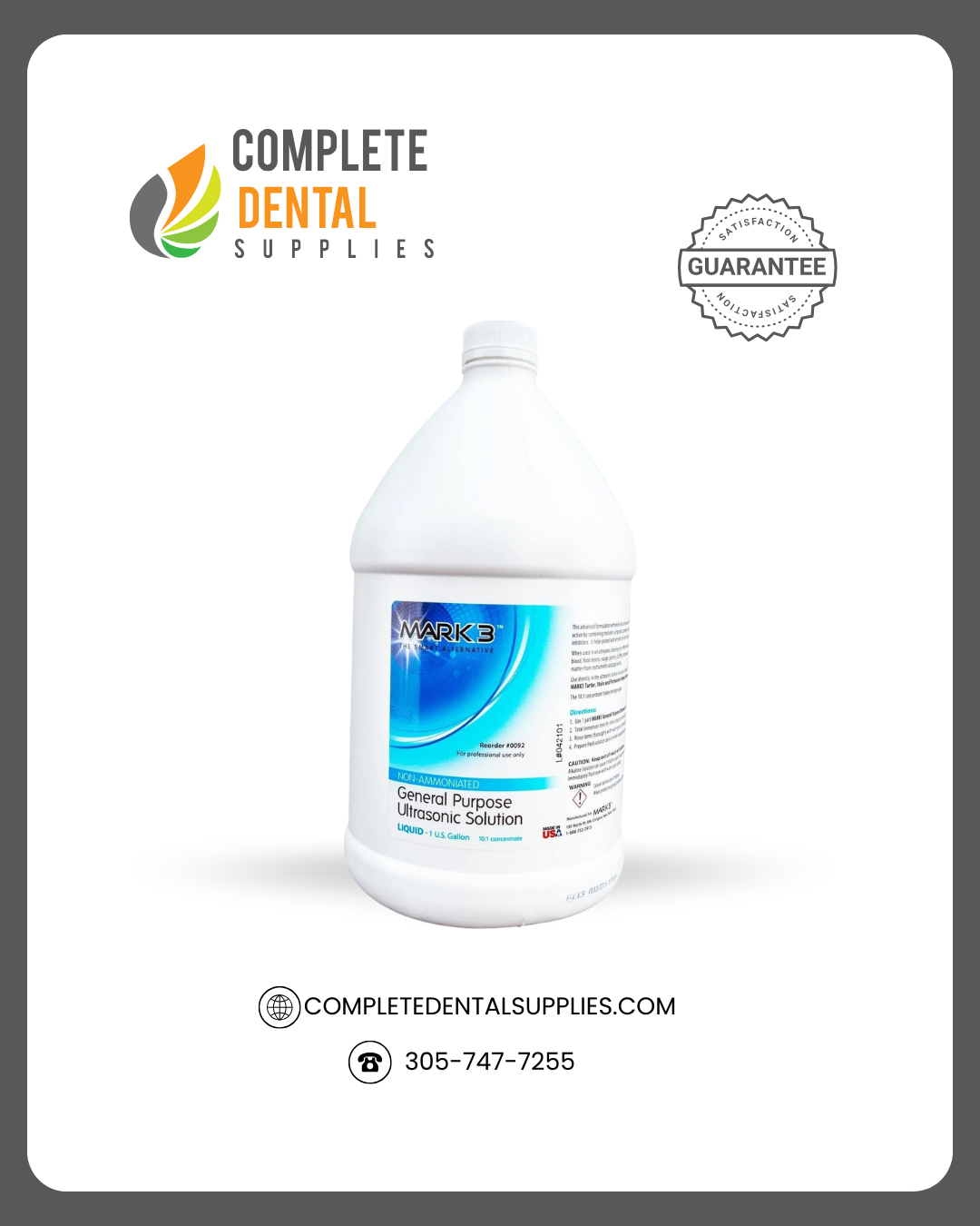 Mark 3 General Purpose Ultrasonic Solution,  Liquid, 1 Gallon