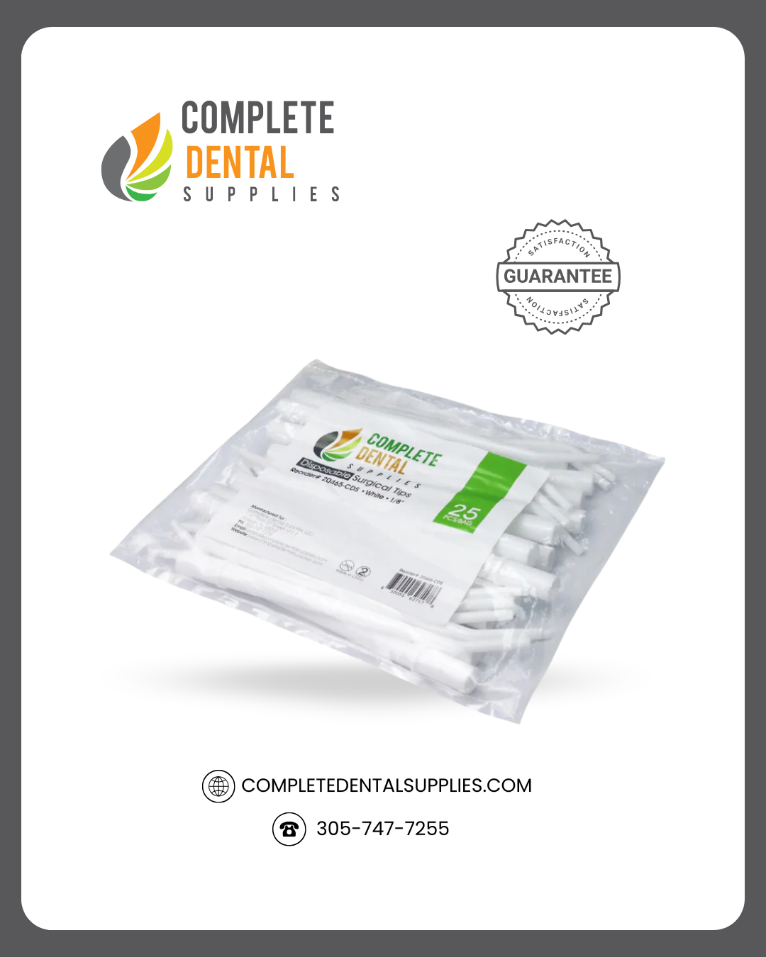 Disposable Surgical Tips 1/8”, White, 25 pcs / Bag.