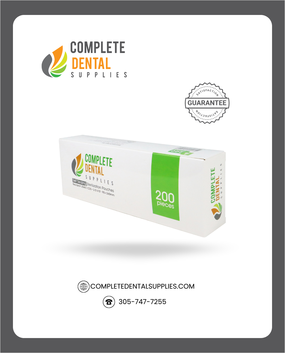 Self Sealing Sterilization Pouches 3.5"*10", 90×(230+30)mm, 200 pcs / box.