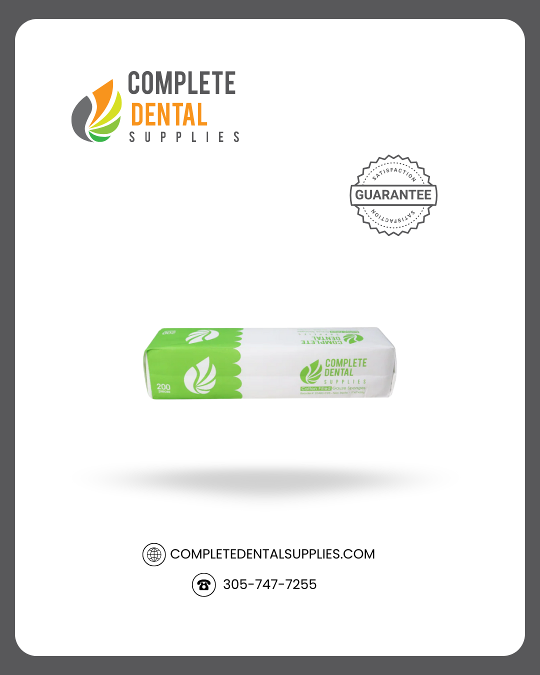 Cotton Filled Gauze Sponges, Non Sterile, 2"x 2"x 8Ply, 25 bag / case.