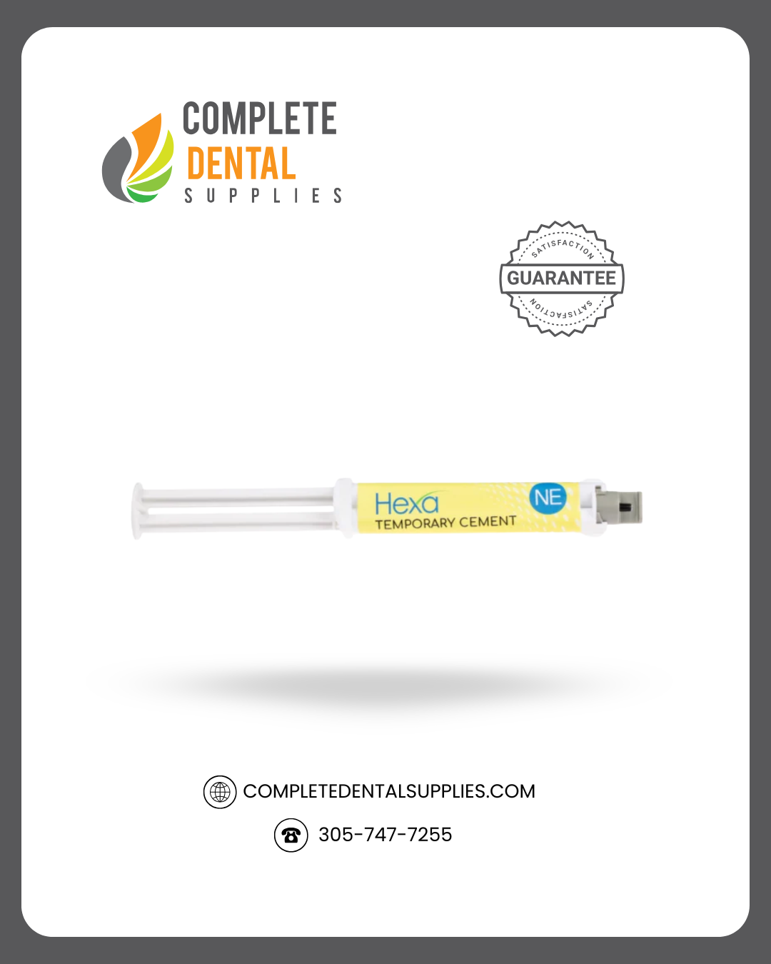 Hexa Non- Eugenol Temporary Cement, 10ml X 1 Syringe + 6 Mixing Tips