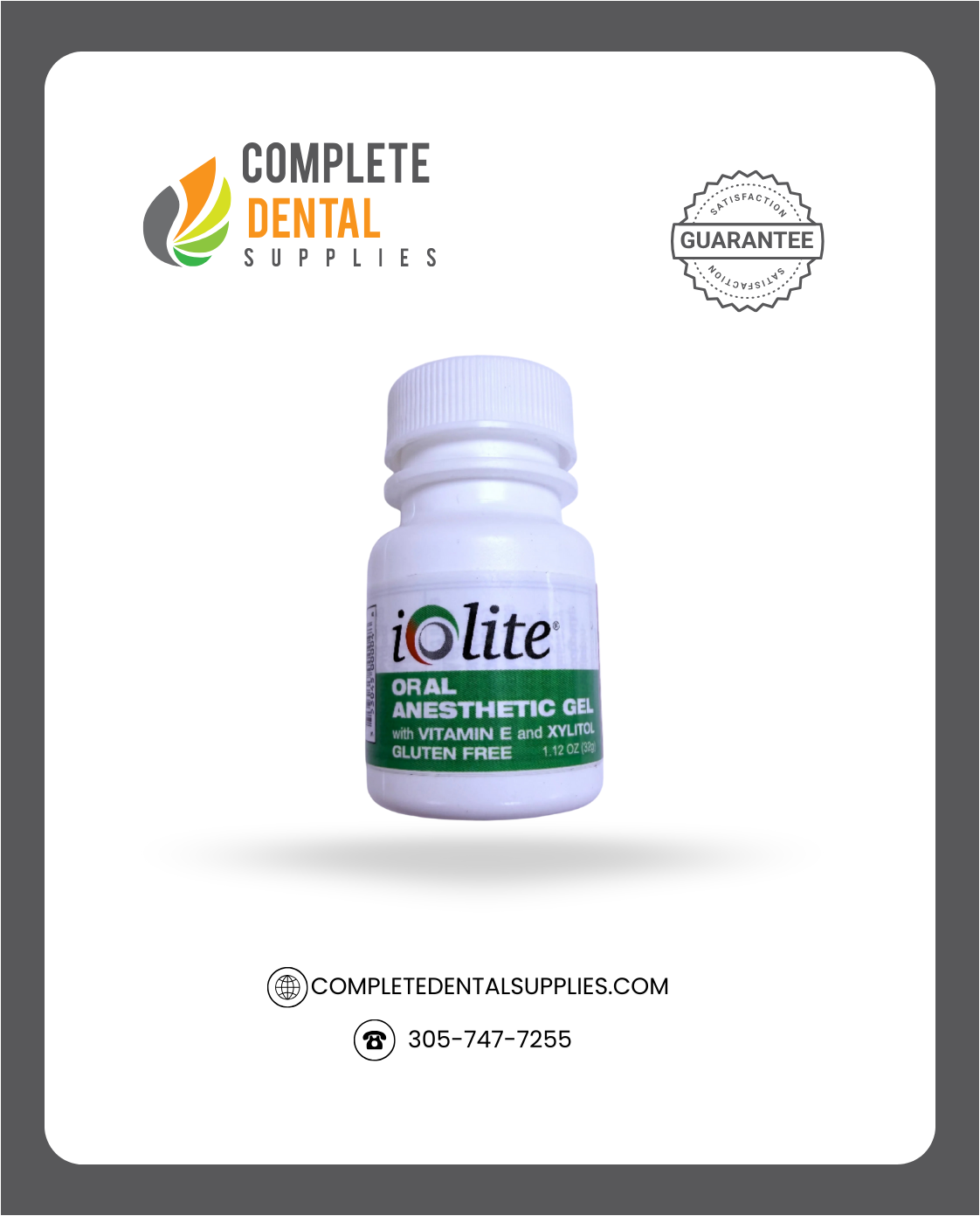 Iolite Topical Anesthetic Gel, 20% Benzocaine, Mint Parfait , 1.12FL oz/ Jar.