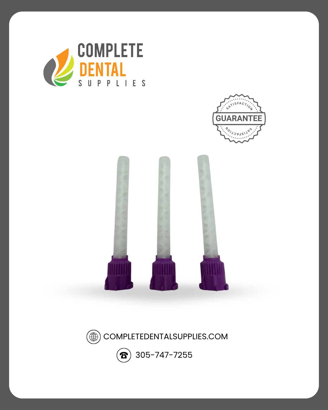 Mixpac HP Style Mixing Tips, 1:1/2:1, Purple, Bag of 48 Tips, Size X-Large (6.5mm)
