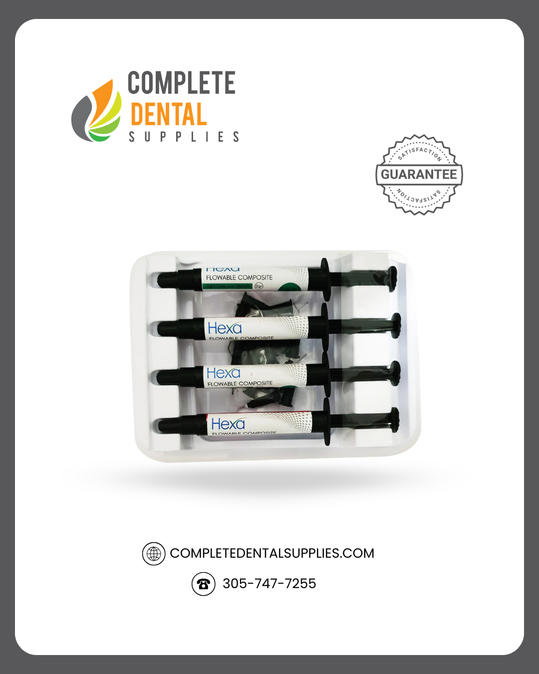 Flowable Composite A2,  4 x 2 gram syringes & 20 pre-bent tips.