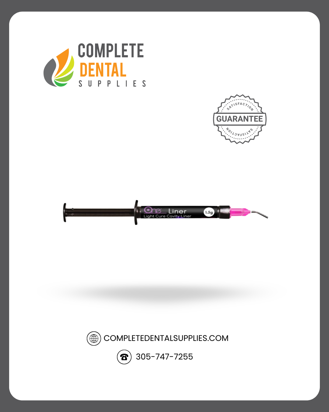 One Plus Liner, Light Cure Cavity Liner, 1.5gm X 4 Syringes + 20 Pre-Bent Tips