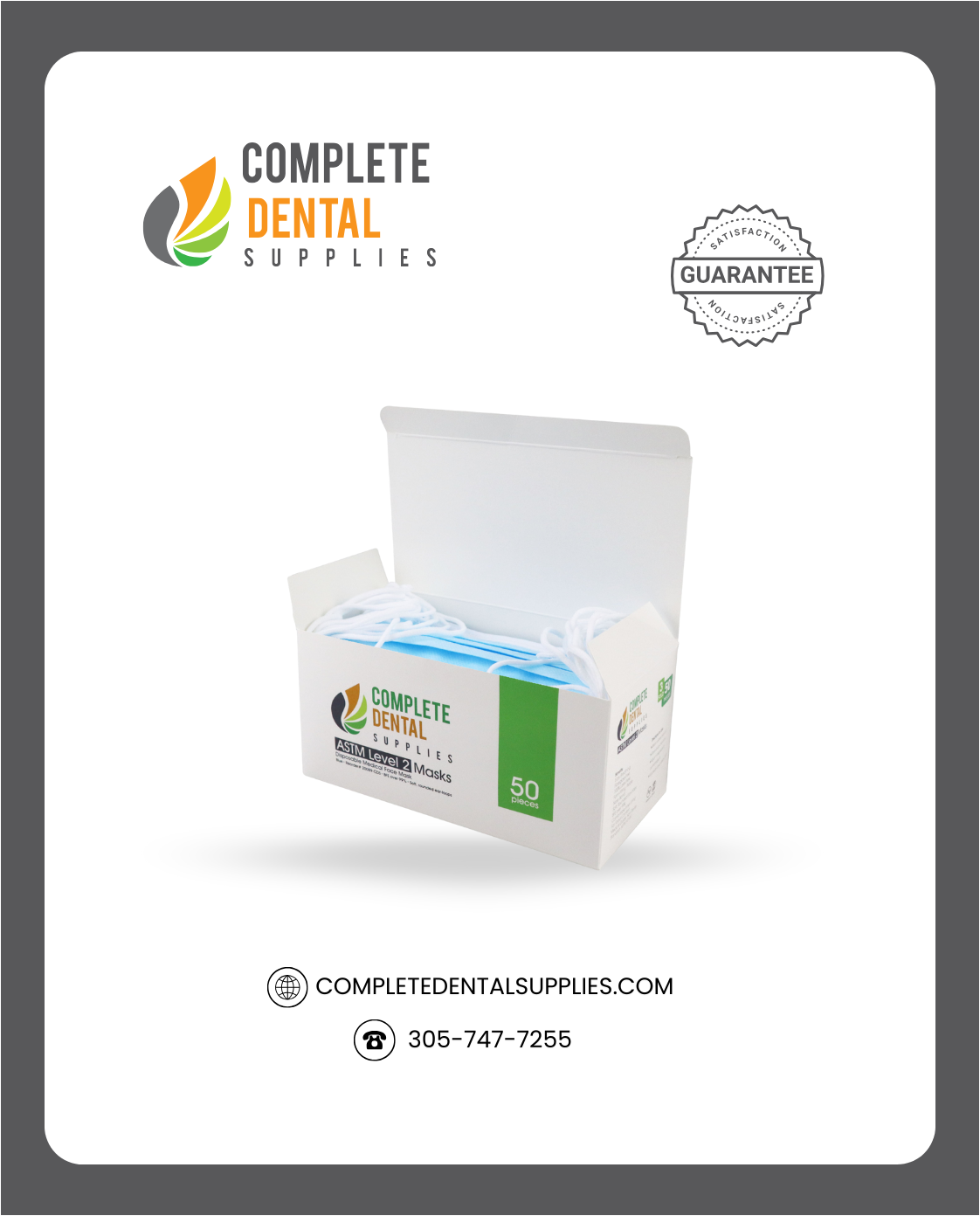 ASTM Level 2 Face Masks, Ear Loop, 3 Fold, 50pcs / Box.