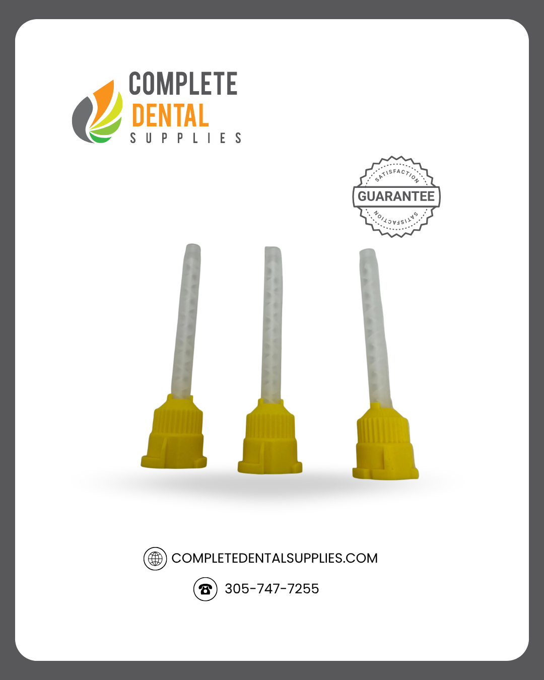 Mixpac HP Style Mixing Tips, 1:1/2:1, Yellow, Bag of 48 Tips, Size Small (4.2mm)
