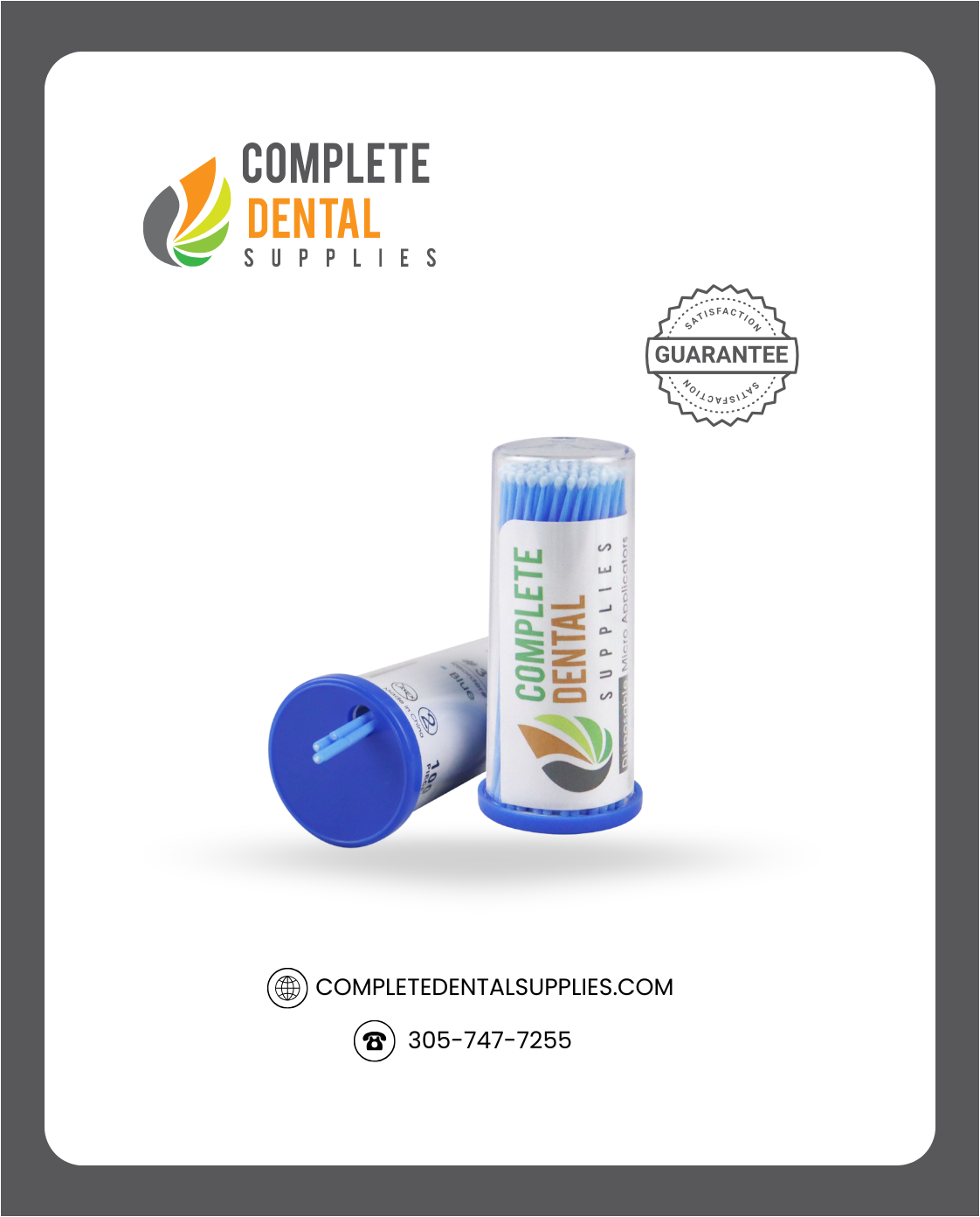 Micro Applicators, Plastic Canister Packaging, # 3, 100 pcs/tubes, 4 tubes/Box.