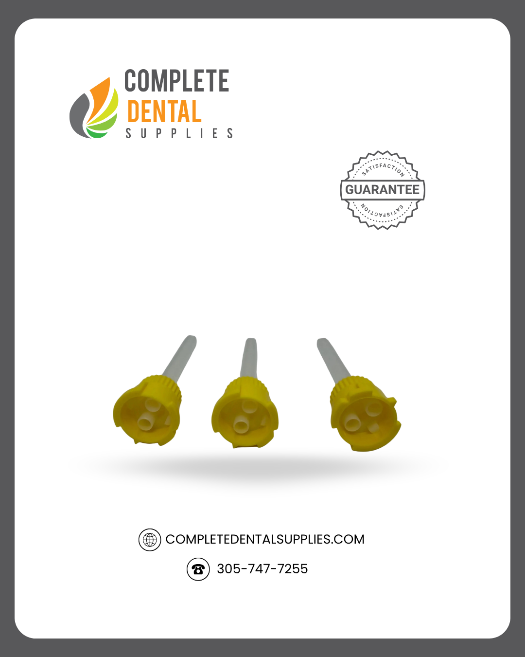 Mixpac HP Style Mixing Tips, 1:1/2:1, Yellow, Bag of 48 Tips, Size Small (4.2mm)