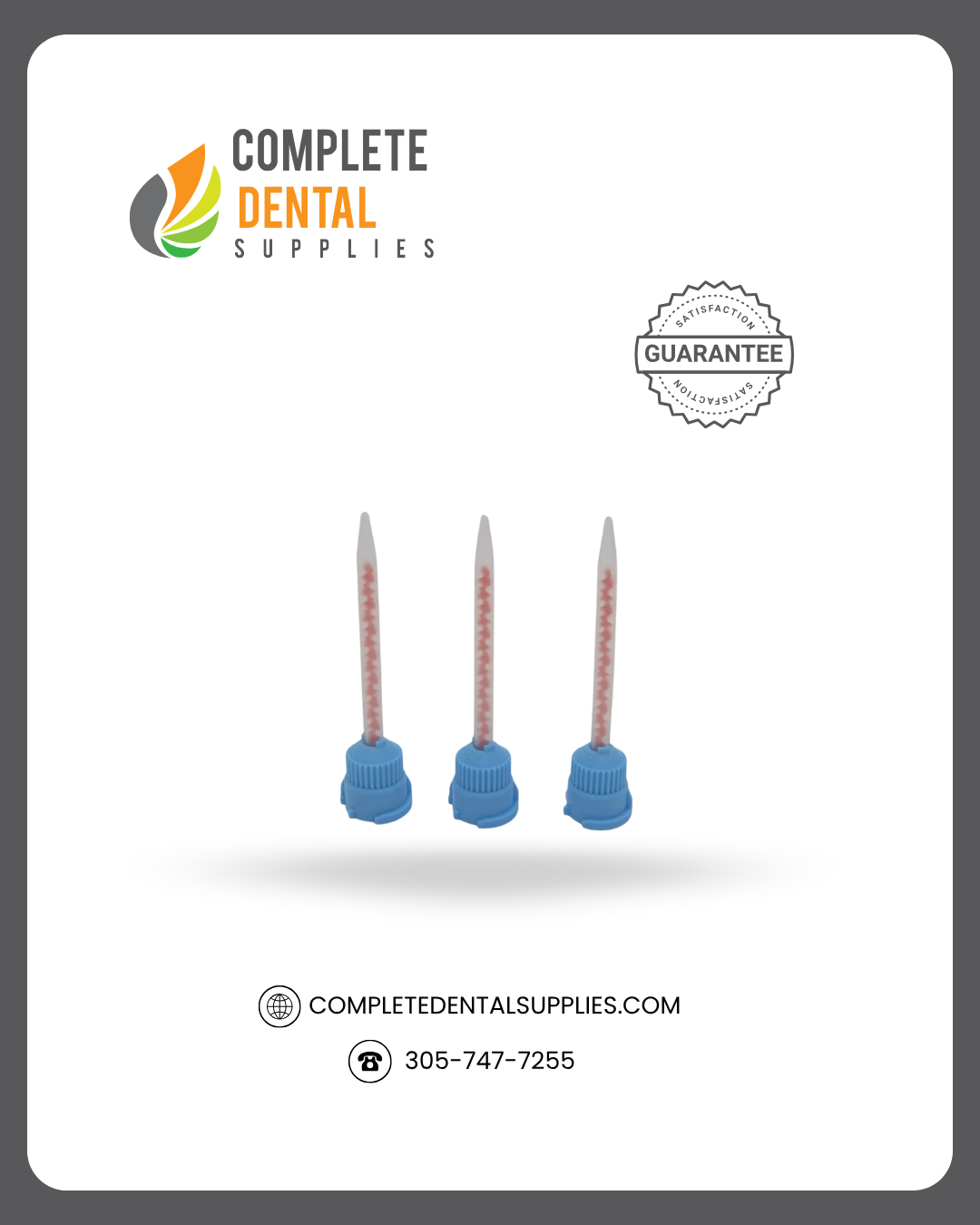 Mixpac HP Style Mixing Tips (For Acrylics & C/B), 4:1/10:1, Blue/Orange, Bag of 25 Tips, Size (3.2mm)