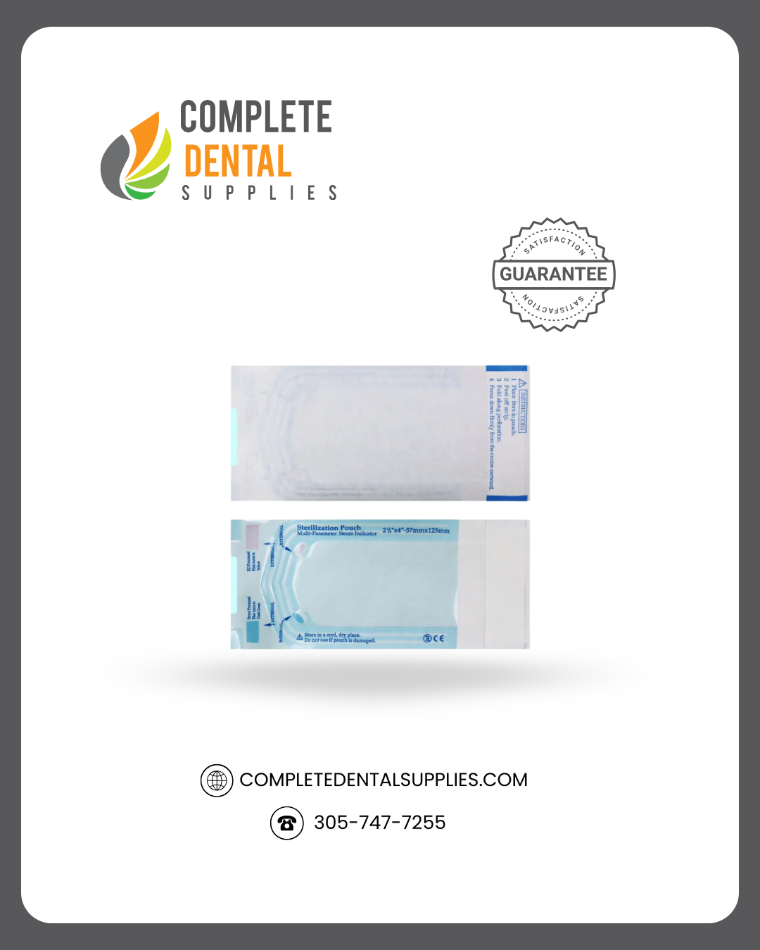 Self Sealing Sterilization Pouches 2.25"*4",  57×(100+25)mm, 200pcs / box.