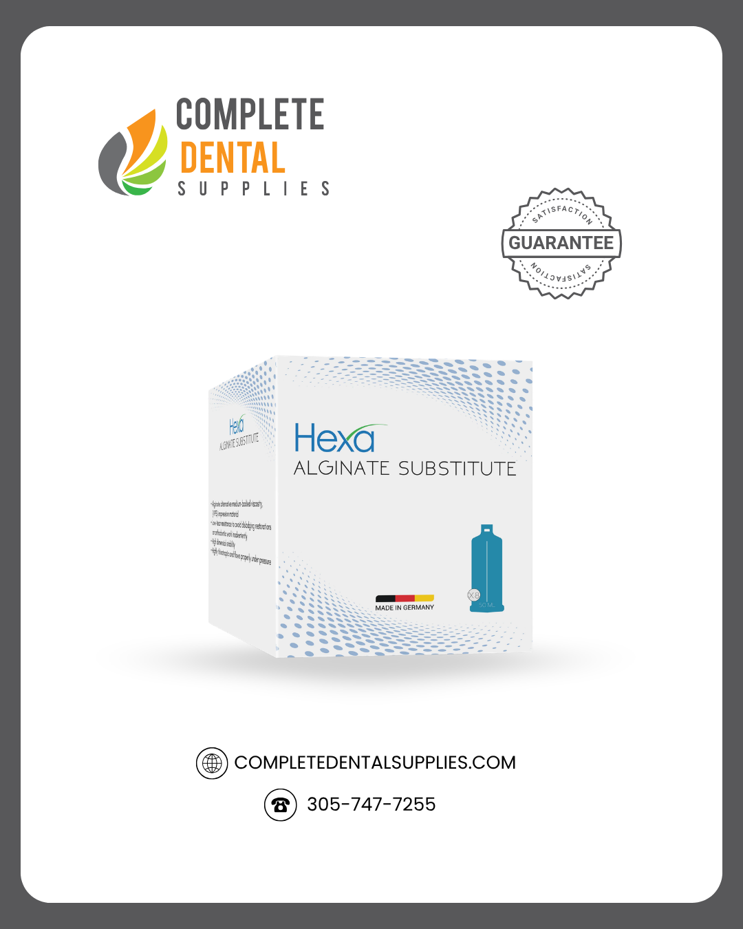 Hexa Alginate Substitite Impression Material, Medium Body,  Blue, 50ml X 8 Cartridges/ Box.