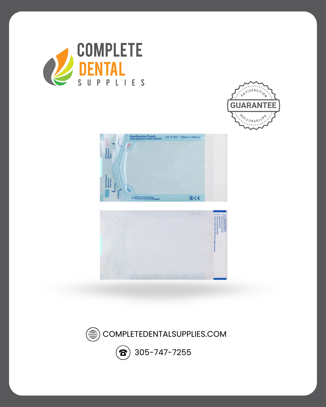 Self Sealing Sterilization Pouches 3.5"*5.25", 90×(135+30)mm, 200 pcs / box.