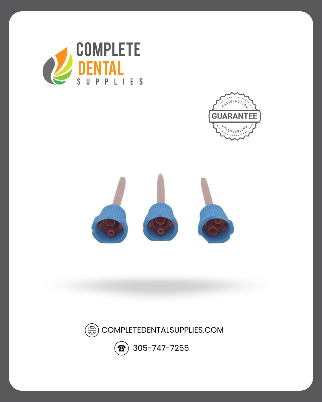 Mixpac HP Style Mixing Tips (For Acrylics & C/B), 4:1/10:1, Blue/Orange, Bag of 25 Tips, Size (3.2mm)