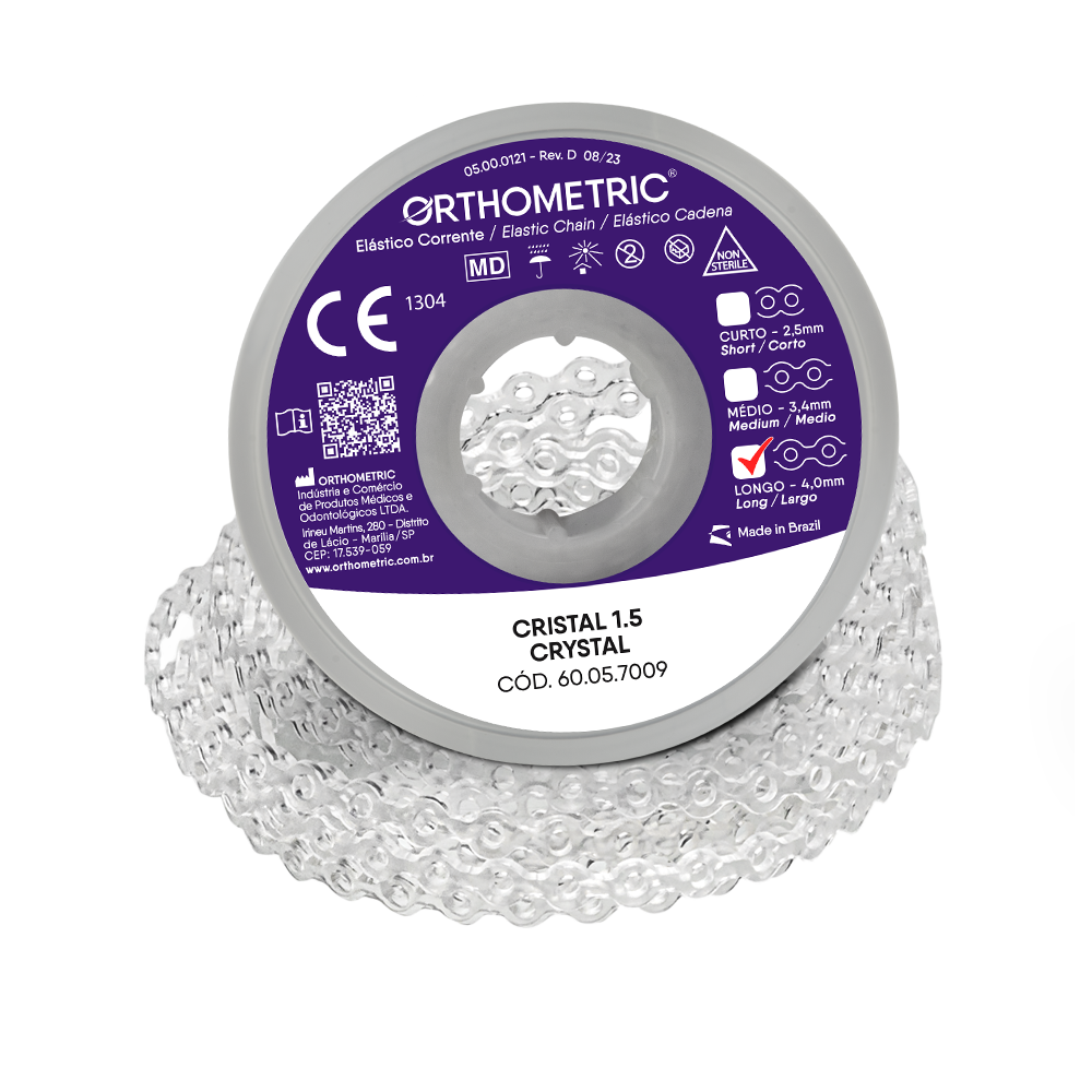 Elastomeric Chain Orthometric - 1,5M - Long - Crystal, Single Spool.