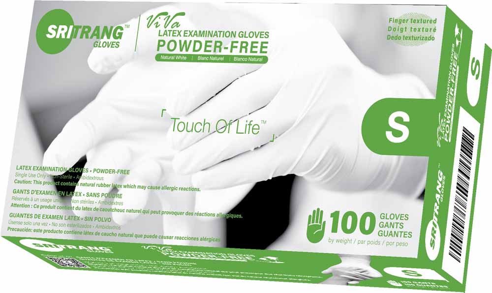 Premium Powder-Free Latex Exam Gloves, 100 pcs/ box, SMALL