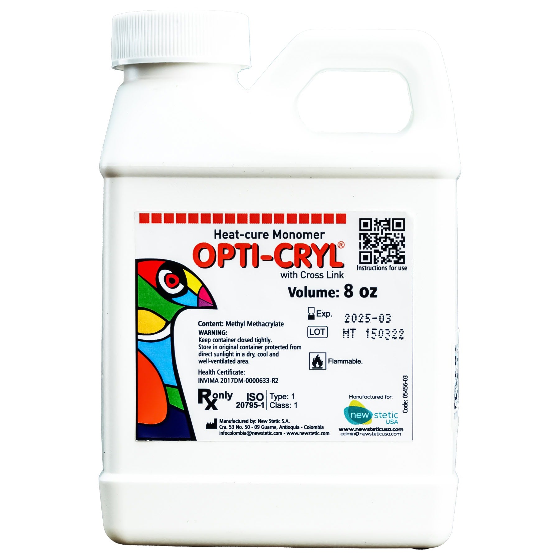 Opti-Cryl Heat Curing Liquid  Acrylic  X 8oz
