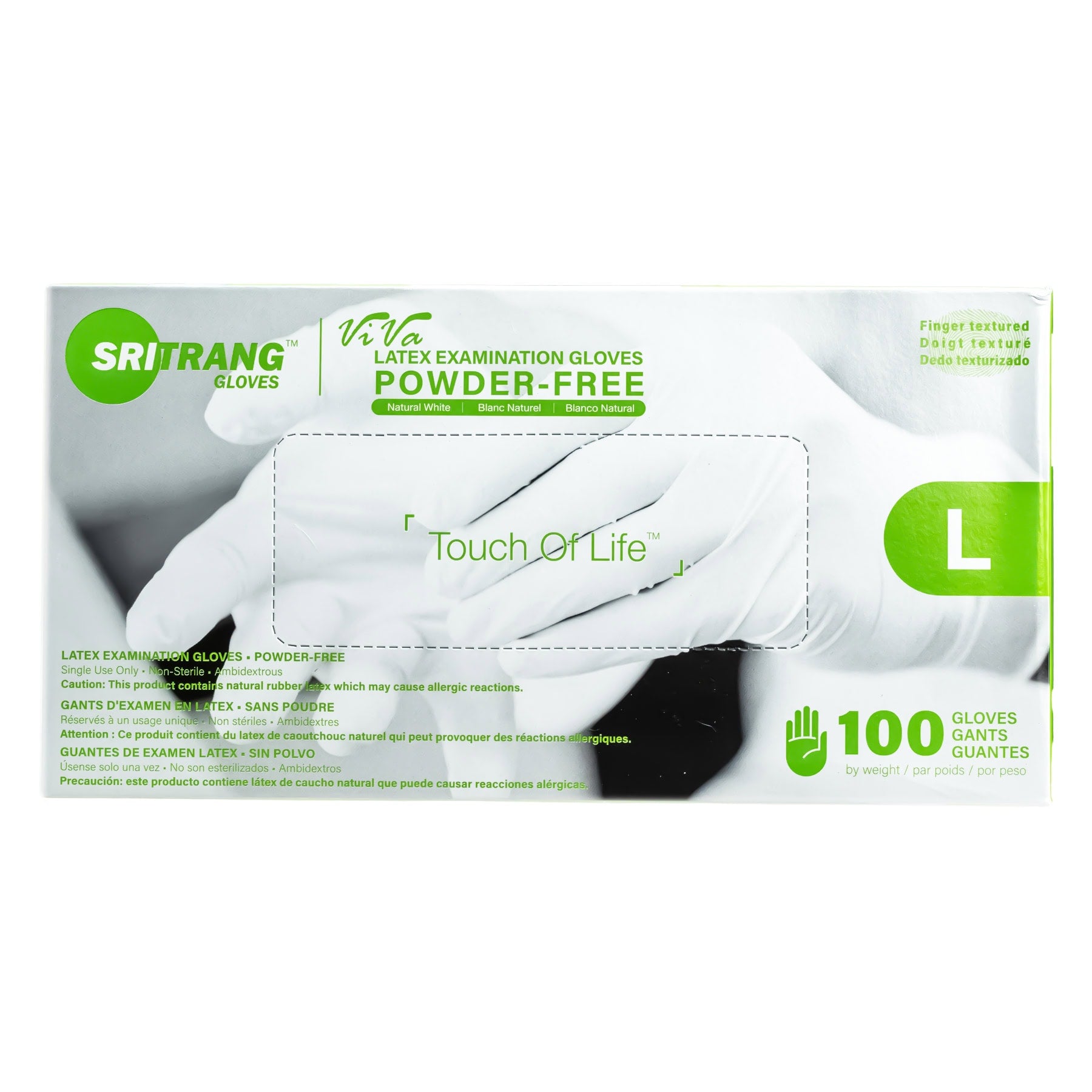 Premium Powder-Free Latex Exam Gloves, Large, 100 pcs/ box.