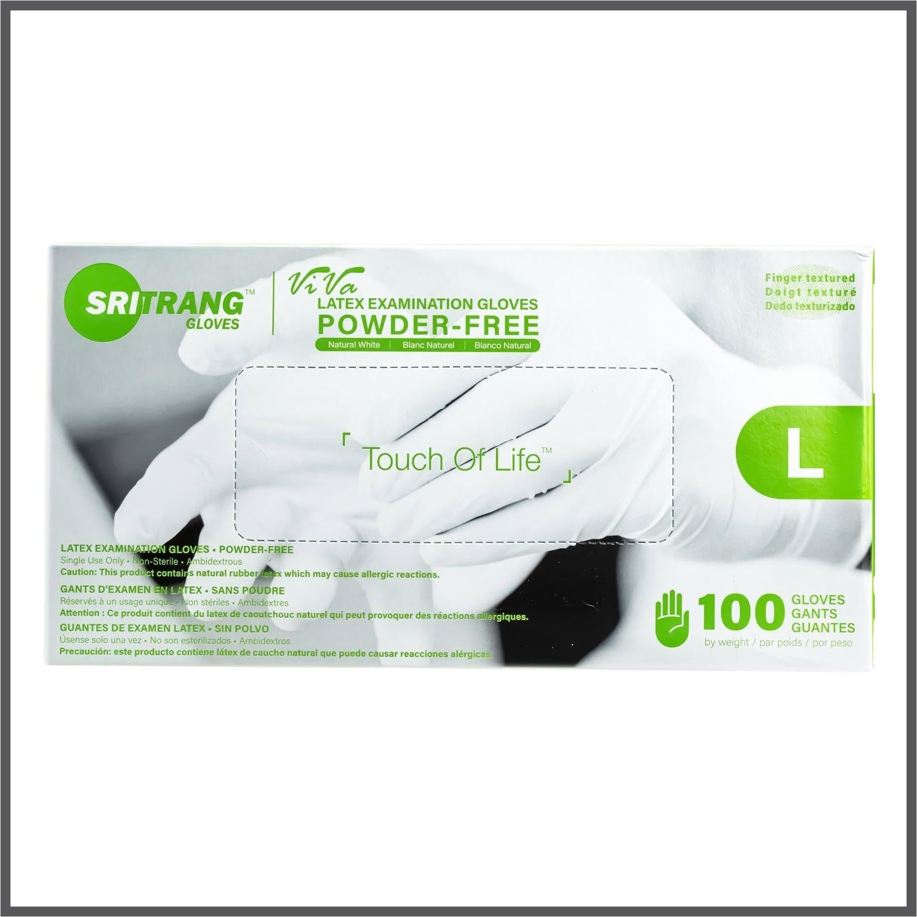 Premium Powder-Free Latex Exam Gloves, Large, 100 pcs/ box.