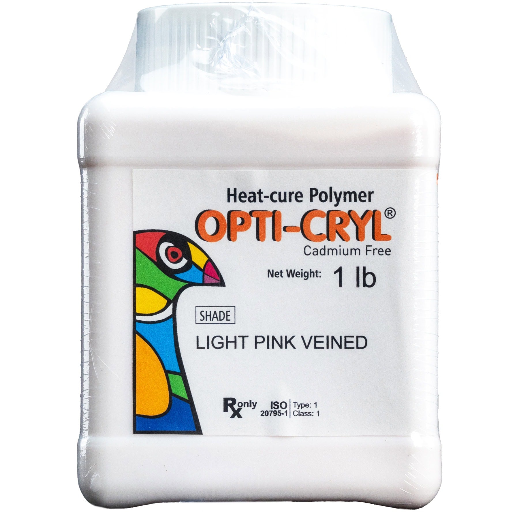 OPTI-CRYL Heat Curing Acrylic Resin 500gr/1 lb, Light Pink Veined.