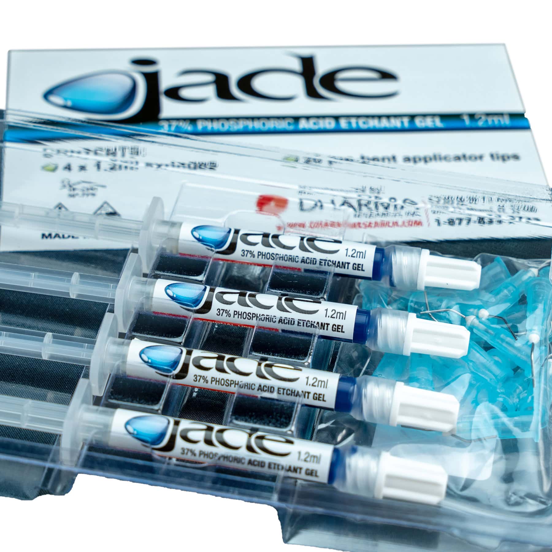 Jade Blue 37% Phosphoric Acid Etchant Gel – 4 X 1.2ml Syringes, 20 Pre-bent Applicator Tips