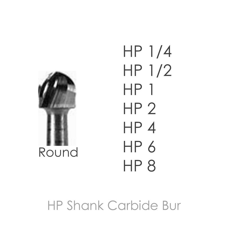 HP Carbide Bur  #4 Round, Shank 2.35mm, 12pcs/pk.