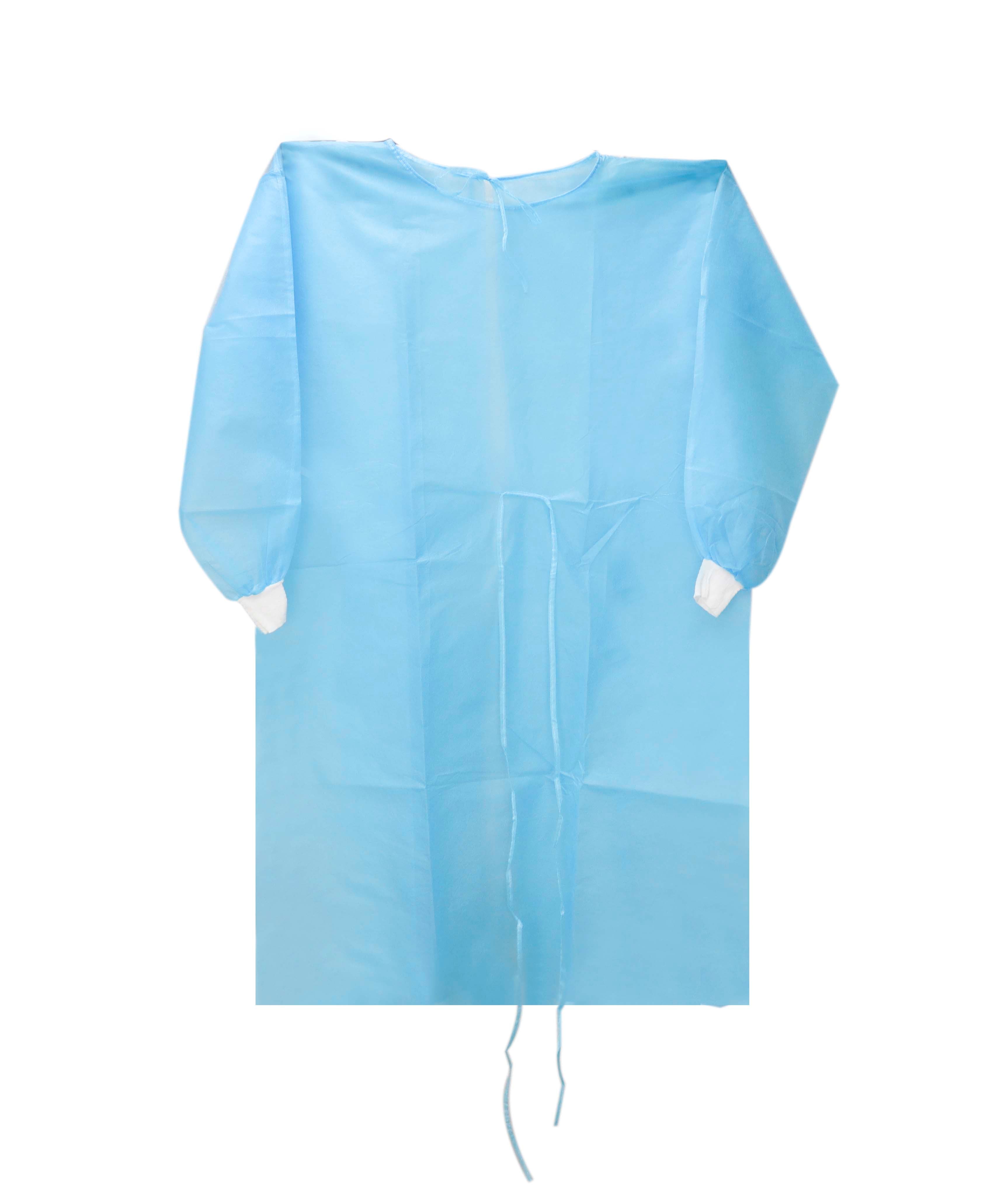 Isolation Gown, Nylon Knitted Cuffs,30g PP, 5 Bags / Case.