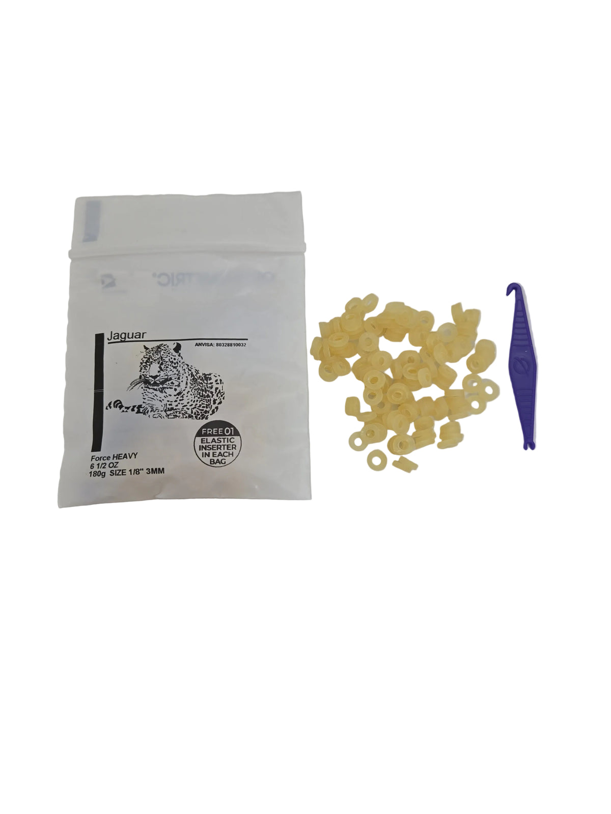 Orthodontic Elastics – Intra-Oral, Latex Heavy, 6.5 oz, 1/8" (3 mm), Jaguar, 100 Elastics / Bag