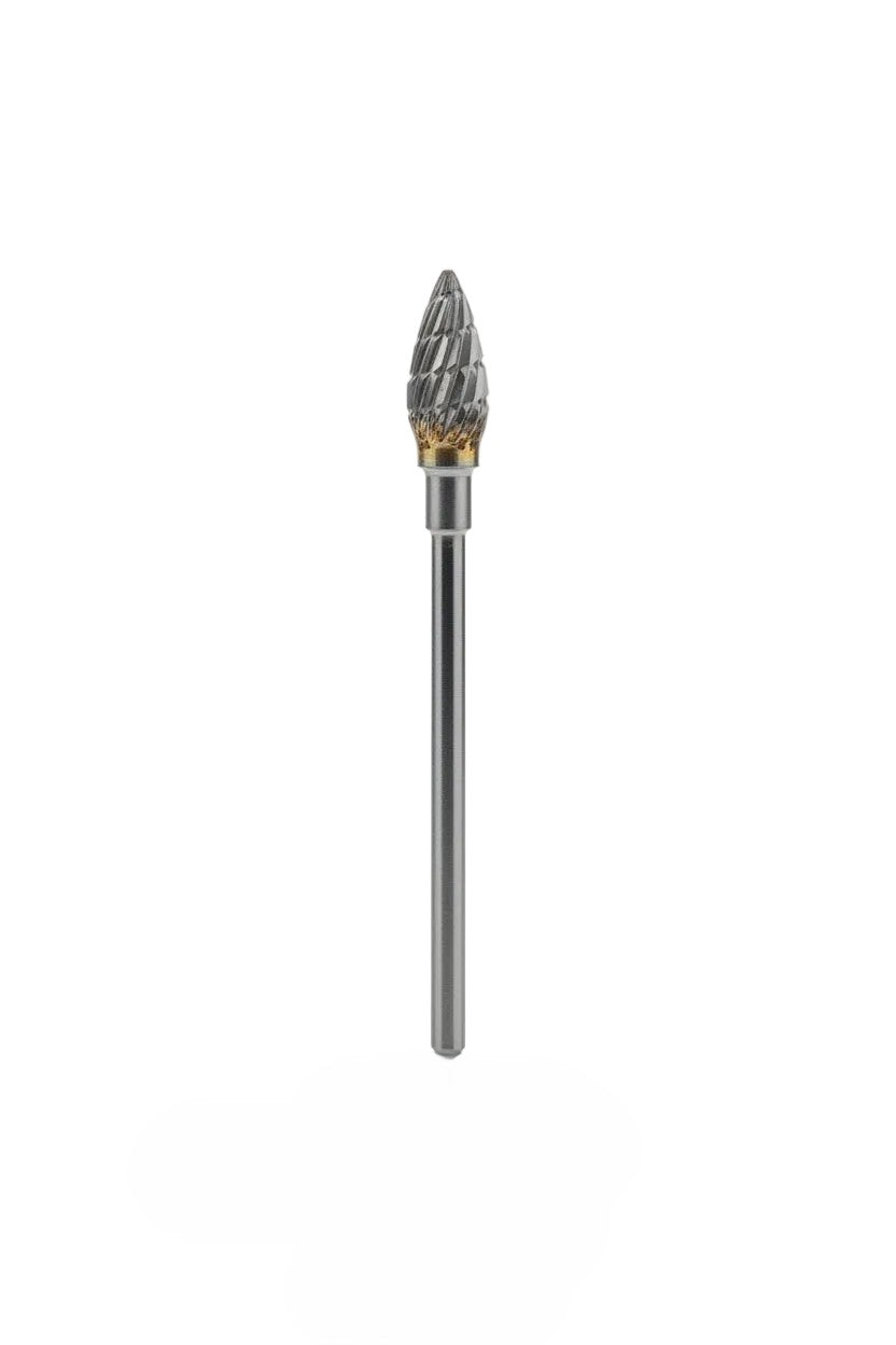 Laboratory Carbide Burs, Flame, LAB- 51A, HP Shank 2.35mm, ( silver). each.