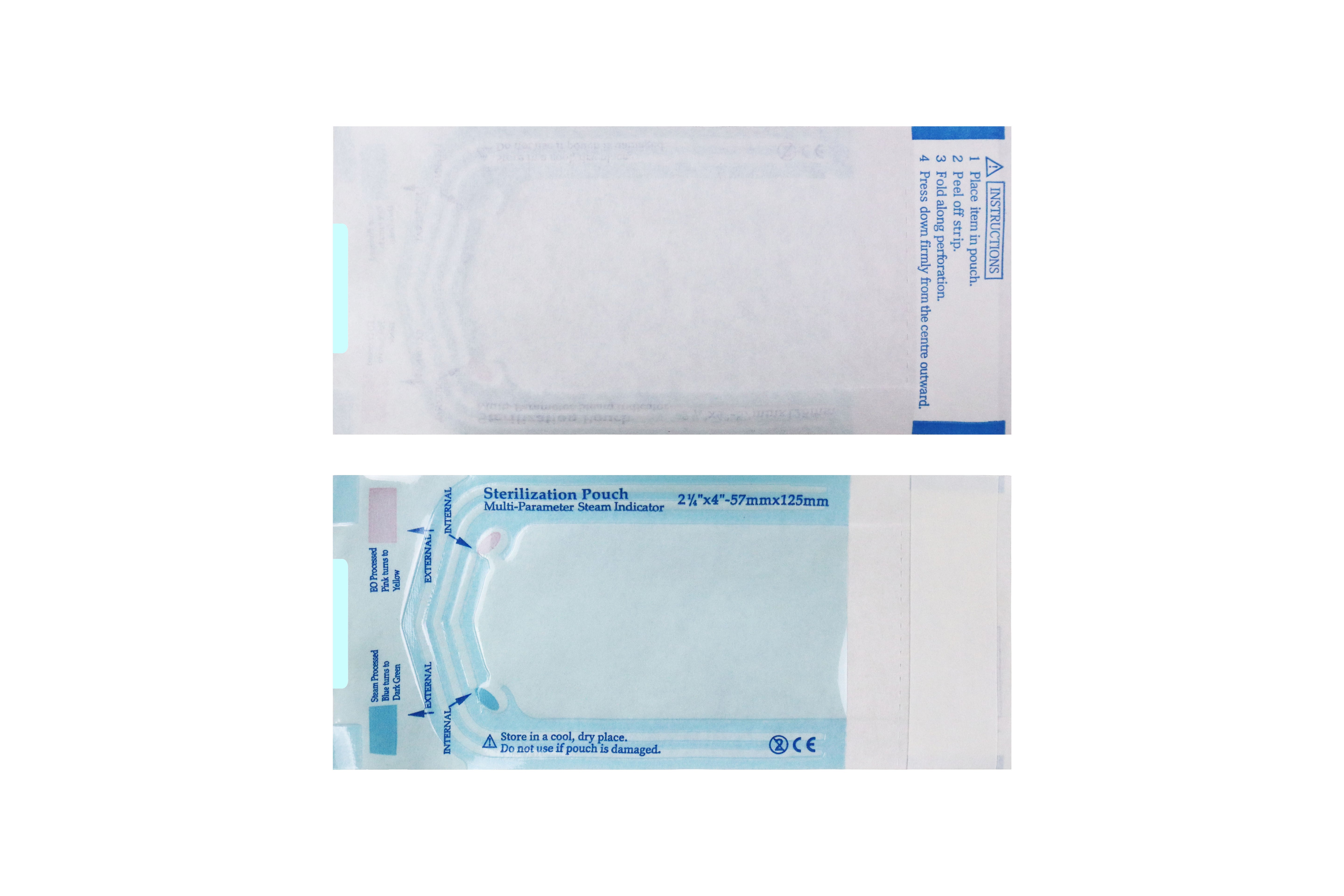 Self Sealing Sterilization Pouches 2.25"*4",  57×(100+25)mm, 200pcs / Box.