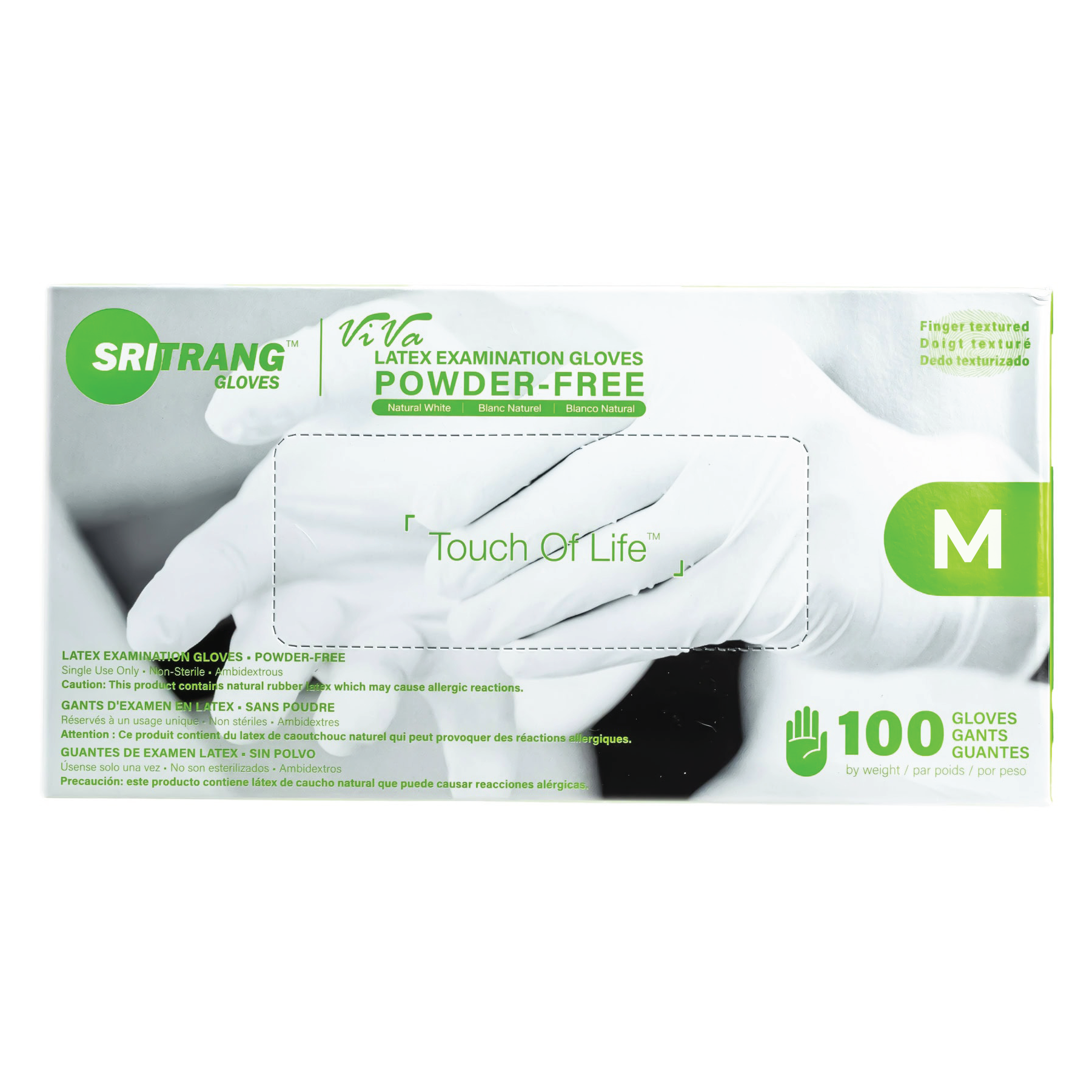 Premium Powder-Free Latex Exam Gloves, Medium, 100 pcs/ box.