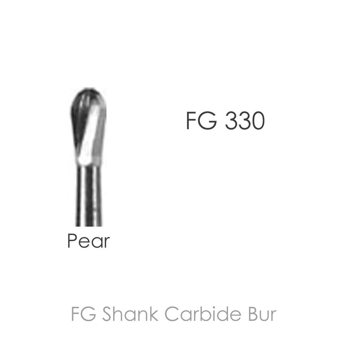 FG Shank Carbide Bur FG330, Plain Flat Fissure, Pear Shap, 10pcs/Pack.