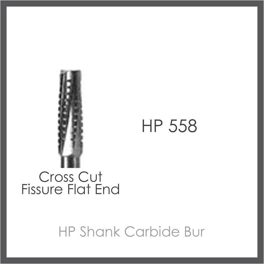HP 558 Carbide Bur,  Cross Cut Fissure Flat End,  12 pcs/pk.