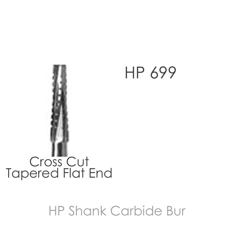 HP 699, Shank 2.35mm, Carbide Bur, cross cut Tapered Flat end, 12pcs/pack.